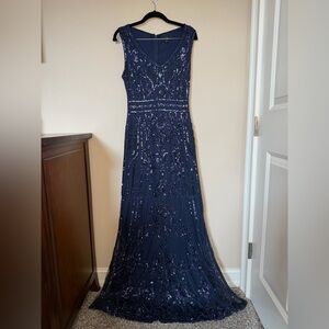 Lulu's Midnight Blue Beaded Maxi Dress